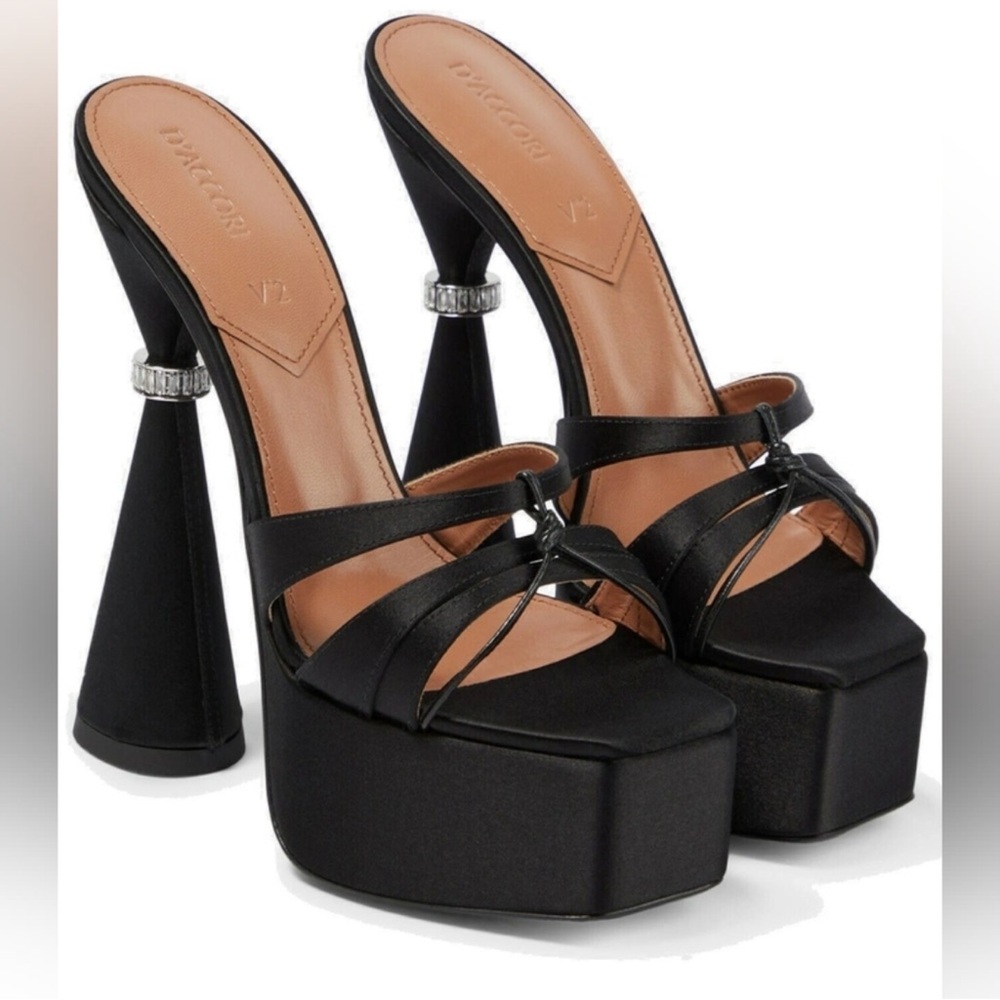 $1195 D'Accori Sienna Satin Platform Mule Size 40.5